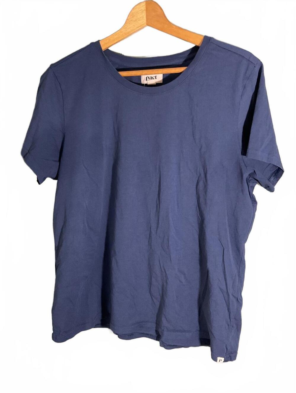 Pact Classic Blue Organic  Cotton T-Shirt XL Capsule Wardrobe